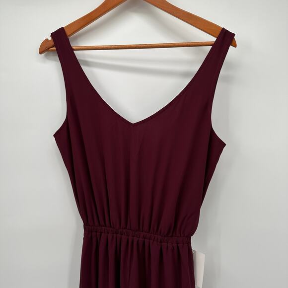 SHOW ME YOUR MUMU Kendall Maxi Maroon V-Neck Gown Dress // S - Picture 4 of 10